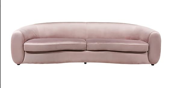 Dust pink svängd soffa i sammet