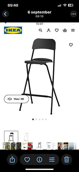 Matbord med 4 klappstolar