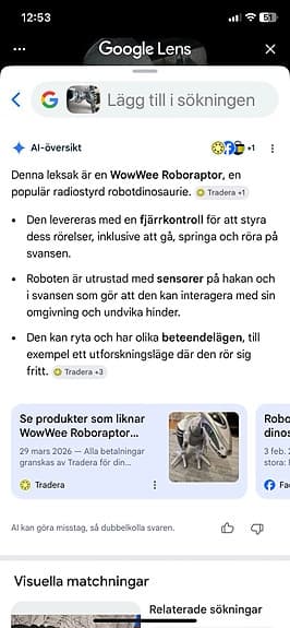 WowWee Roboraptor radiostyrd robotdinosaurie med fjärrkontroll