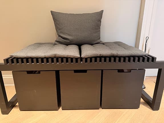 Skagerak Cutter bänk 120 cm – svart med dynor & lådor
