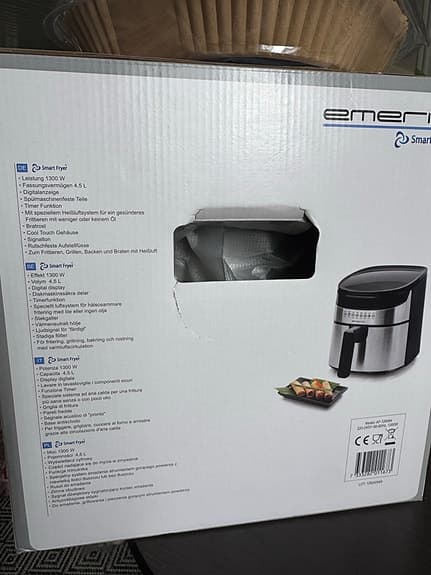 Helt ny Emerio Airfryer svart rostfri