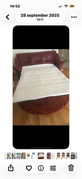 Äkta bäddsoffa i skinn