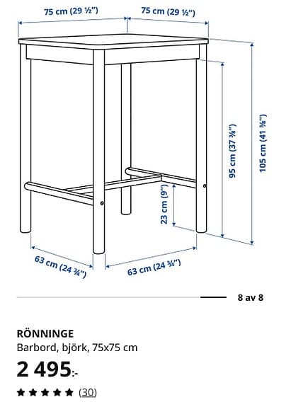 Rönninge Barbord Björk