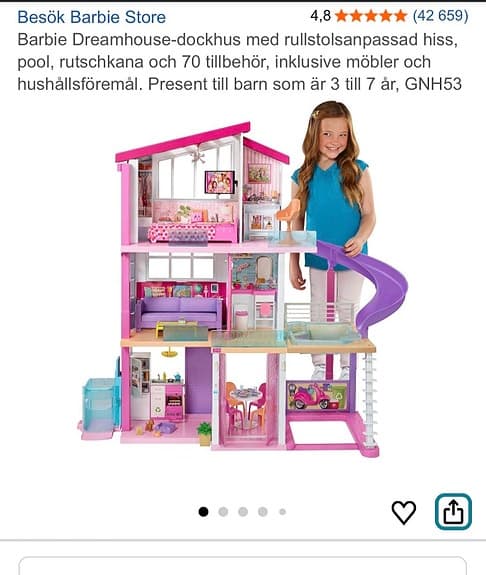 Barbie dockhus med rutschkana och pool
