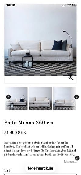Soffa Milano från Fogelmark