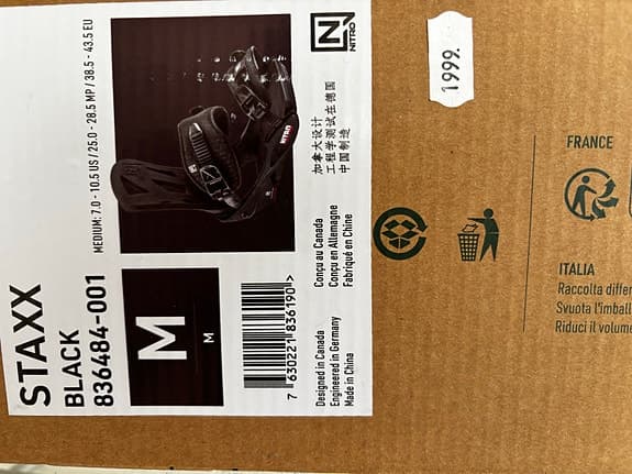 Nitro Staxx Black snowboardbindningar stl M