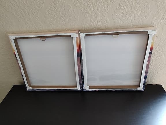 2 st tavlor med hav och solnedgång 30 x 30 cm / tavla