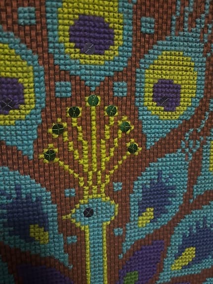 Stor broderad vintage tavla