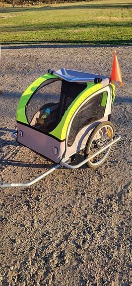 Cykelvagn 2 barn limegrön/grå