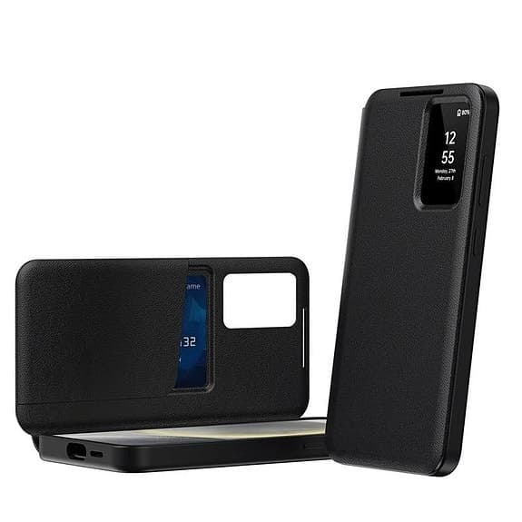 SAMSUNG GALAXY S24 ULTRA SMART CLEAR VIEW FLIP SKAL MED KORTPLATS - SVART