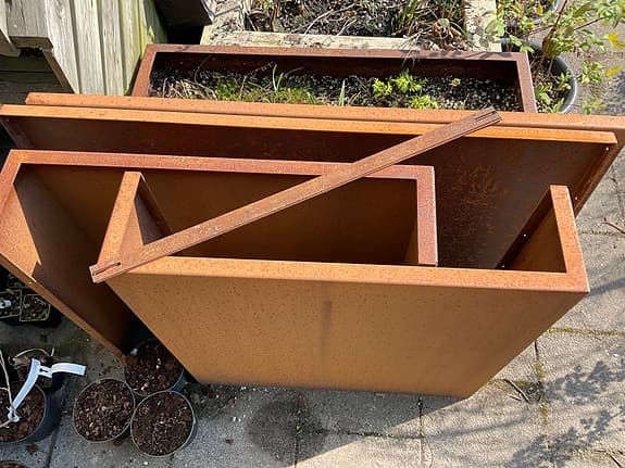 Odlingsram i corten, modulär, 120x80x80 (pallkrage mått)