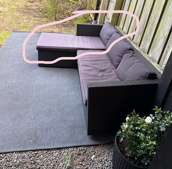 Modul till utesoffa med dynor
