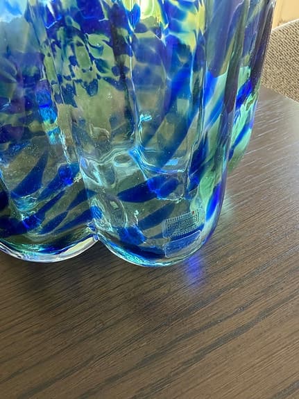 SEA Glasbruk vas design Rune Strand blå/grön konstglas tulpanvas