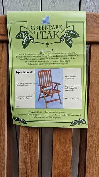 6-fällbara stolar i trä med  dynor för uteplats
