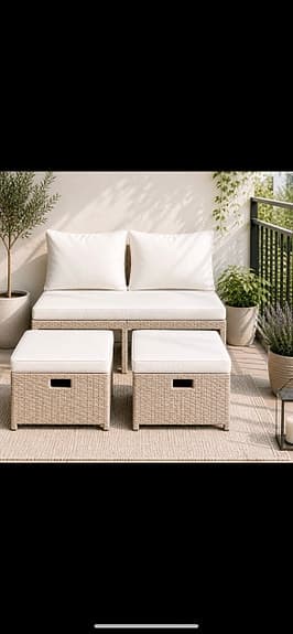 Utebänk i konstrotting beige