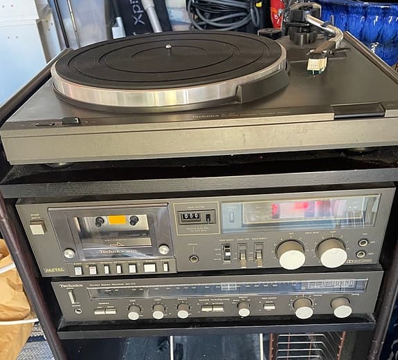 Technics stereopaket med Förstärkare, skivspelare, kassett och JVC compact Disc