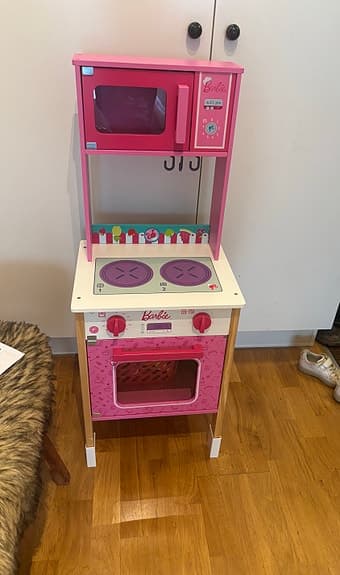 Barbie leksakskök spis och ugn rosa