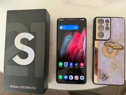 Samsung s21 ultra 5g med skal och kartong I mycket bra skick