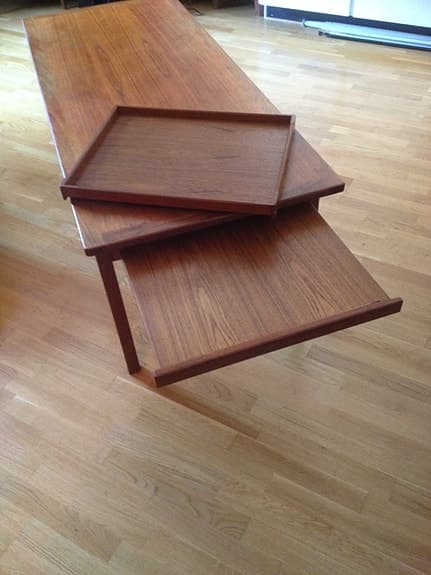 Soffbord Teak med utdragskiva och bricka ca 1960