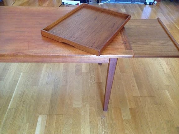 Soffbord Teak med utdragskiva och bricka ca 1960