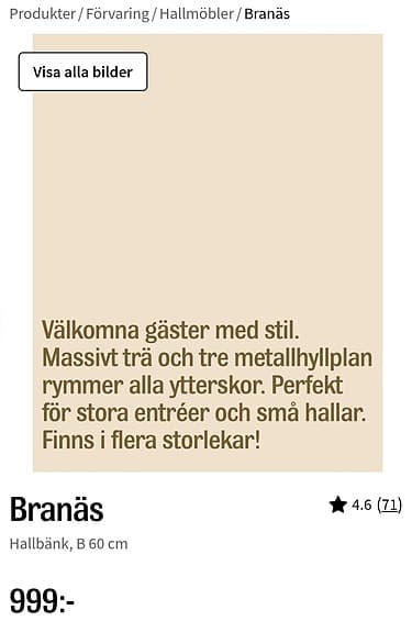 Hallbänk Branäs