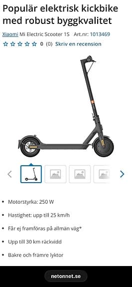 Elsparkcykel 250 W svart