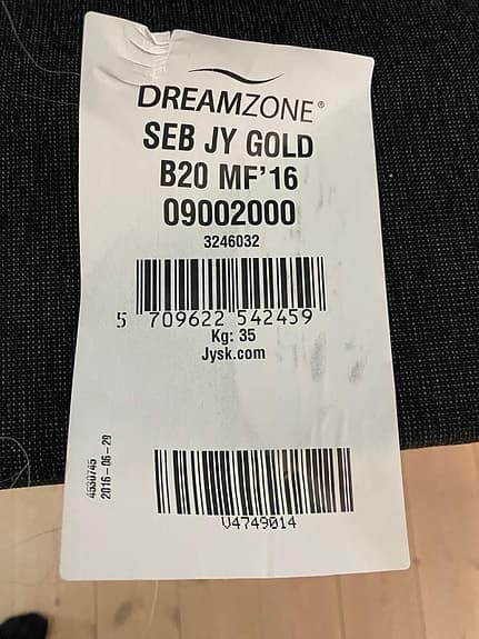 Jysk Dreamzone SEB JY Gold B20 resårbotten