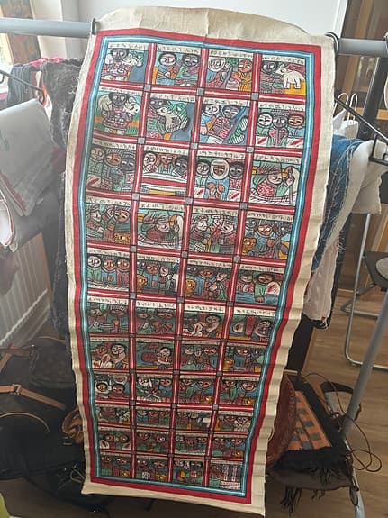Retro tyg med seriemotiv flerfärgat