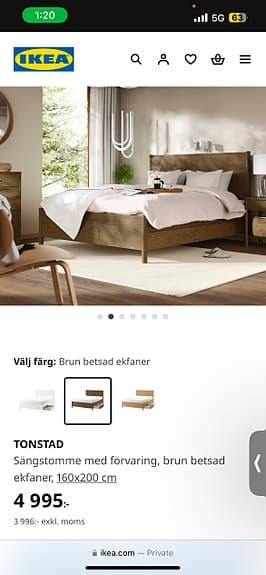 Säng 160x200 med förvaring (IKEA TONSTAD) – Oanvänd