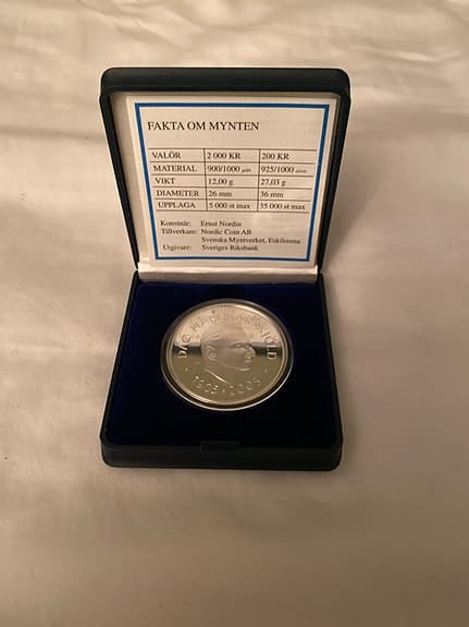 Sveriges Riksbank silvermynt Dag Hammarskjöld minnesmynt