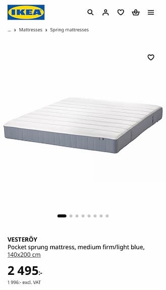 Dubbelsäng 140x200 med madrass – IKEA
