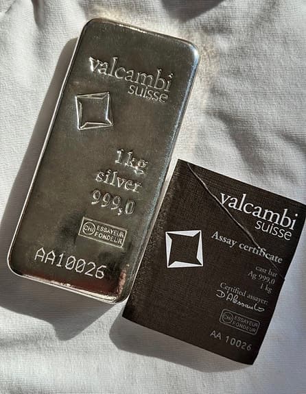 Valcambi Suisse 1 kg silver 999,0 tacka