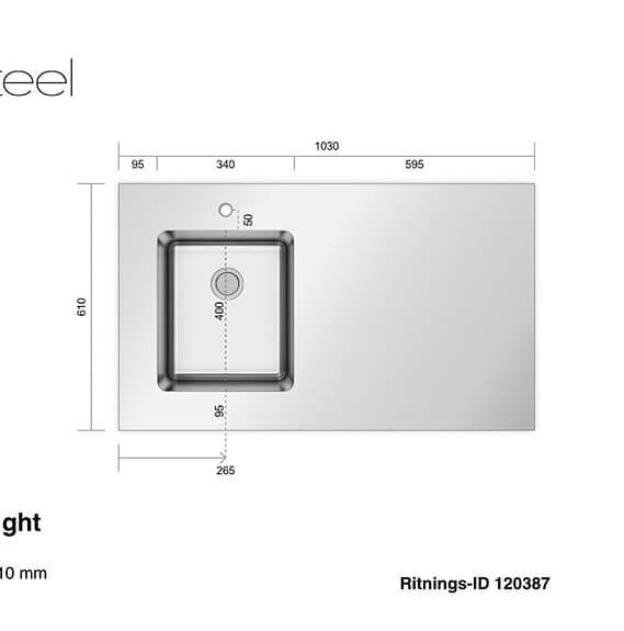 Deco steel - diskbänk m integrerad diskho, rostfritt stål
