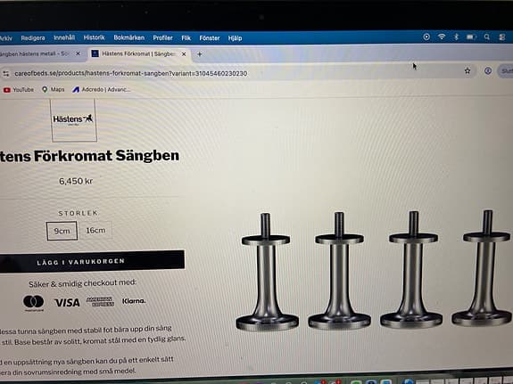 Hästens förkromat sängben