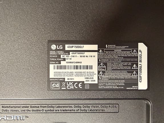 Smart TV LG 43UP75006LF 43" LED-TV svart