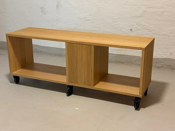 Ikea Råvaror bench with wheel oak veneer 120x34