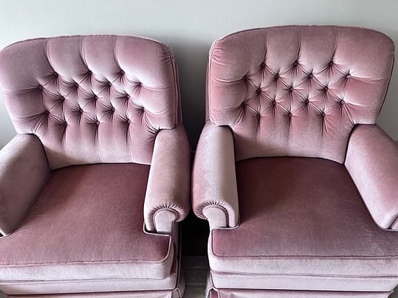 IKEA  soffgrupp 3-sits soffa + 2 fåtöljer rosa sammet