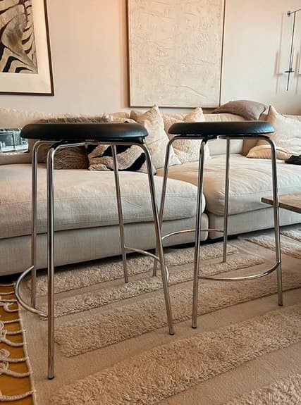 2 designpallar "Pastillo" Karl Andersson & Söner krom / läder