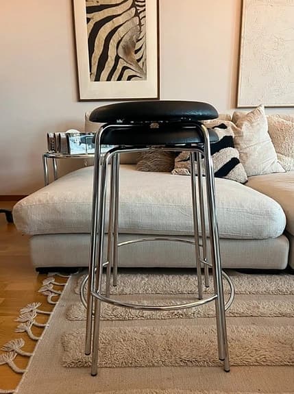 2 designpallar "Pastillo" Karl Andersson & Söner krom / läder