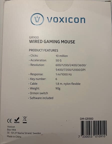 Voxicon GR900 gamingmus svart