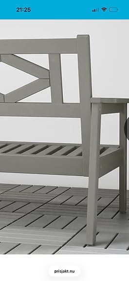 IKEA BONDHOLMEN bänk med ryggstöd utomhus grå
