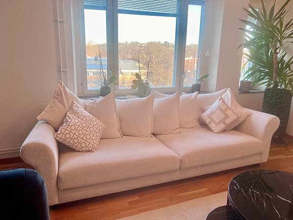 Mio Aage Petersen soffa och fåtöljer beige och mörkblå