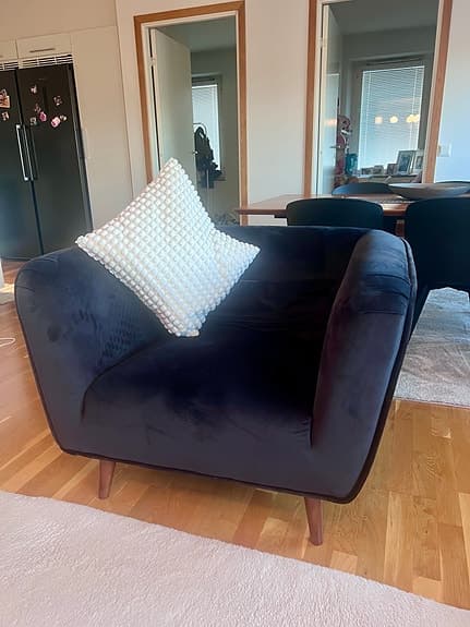 Mio Aage Petersen soffa och fåtöljer beige och mörkblå