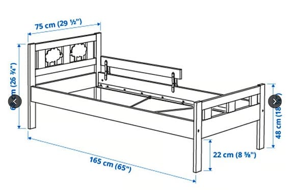 IKEA barnsäng med sängskydd 165x77 vit