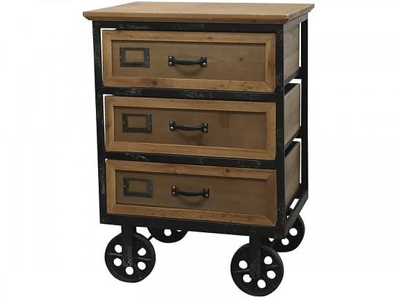 Byrå på hjul - 3 lådor - Chic Antique Danmark