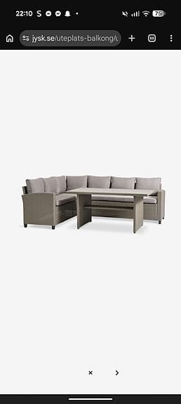 Hörngrupp utemöbler med bord i konstrotting beige