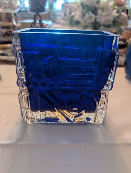 Mild Century Smålands hyttan Blue Glass Vase