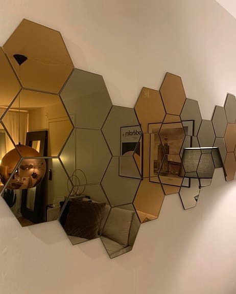 hexagon spegel väggdekoration