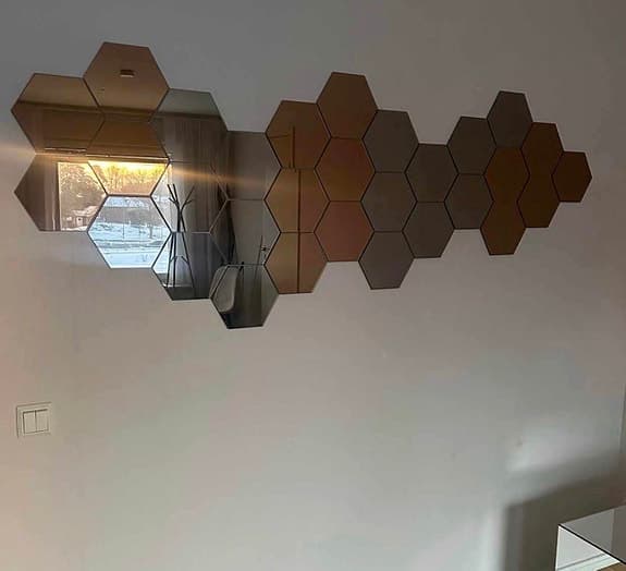 hexagon spegel väggdekoration