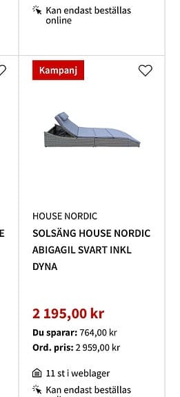 House Nordic Abigai Solsäng grå med dyna